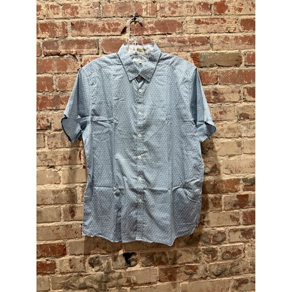 Ted Baker London Tops - Ted Baker London Blue Geometric Diamond Short Sleeve Button Up Shirt Size 5 XL